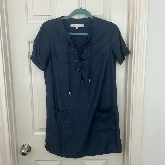 Lovers + Friends lace up denim dress - Picture 2 of 3